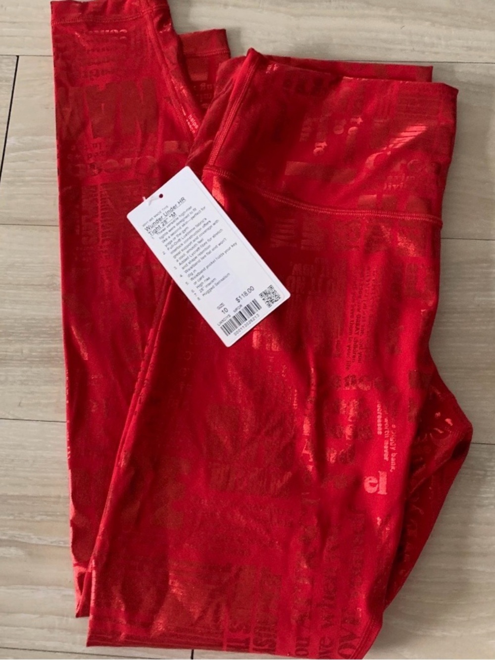 Lululemon Wunder Under Red Shiny Print Leggings